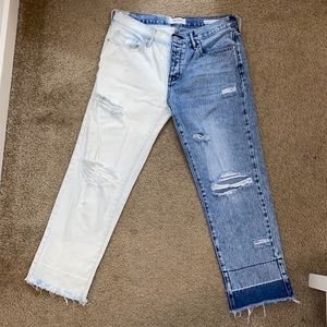 NWOT PacSun Boyfriend Jeans, Two-Toned Light Wash and White, Size 28